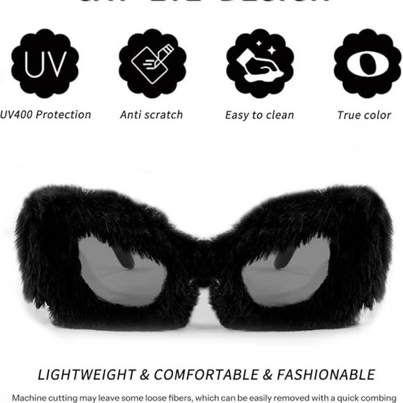 Plush Faux Fur Sunglasses - Picture 4 of 5